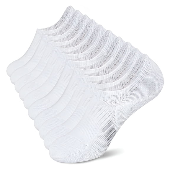 TELOLY Running Ankle Socks for Women Athletic Cotton Cushioned 5Pairs Workout No Show Socks Women White Footies Socks for Women One Size