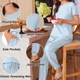 thumbnail image 6 of Avidlove Women Pajamas Set Short Sleeve Pjs Tops with Jogger Pants Loungwear 2 Piece Printed Sleepwear with Pockets, 6 of 7