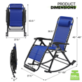 thumbnail image 2 of Magshion 2 Pack Zero Gravity Lounge Chairs, Adjustable Rocking Chairs with Headrest & Foot Pads, Outdoor Portable Recliner, Folding Lounge Rocker, Blue, 2 of 11