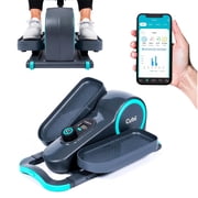 Cubii GO Aqua - Ultra Portable Under Desk Elliptical, Foot Pedal Exerciser Machine with Built-in Wheels, Easy Retractable Handle, Large LCD Fitness Tracker, Adjustable Resistance Levels