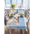 thumbnail image 3 of Spring Easter Sheep Rectangle Tablecloth, Colorful Eggs Floral Botanical Blue Striped Waterproof & StainResistant Tablecloth, Washable Oil-proof Table Cover for Dining/Party/Wedding/Buffet 52x70 In, 3 of 9