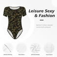 thumbnail image 4 of Pofeuu Bamboo Print Short Sleeve Body Suits Women Round Neck Bodysuits for Women Onesie Adult Set Body Suit-Large, 4 of 7