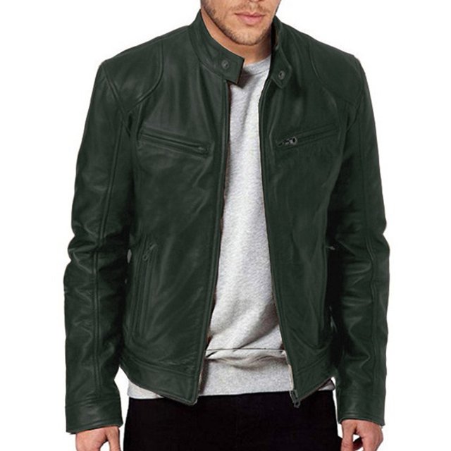 Mens Faux Leather Rider Biker Jackets Retro Outwear Coats Zip Moto Jackets