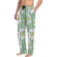 thumbnail image 4 of Men's Pajama Pants with Pockets Sleepwear Lounge Pants Stretch Casual Daisy Flower on Stripe, 4 of 6