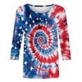 thumbnail image 4 of VKOYWKM American Flag Tshirts Shirts for Women 4th of July Tops Patriotic Star Stripe Graphic T Shirts 3/4 Sleeve Crew Neck Red White and Blue Blouse, 4 of 5