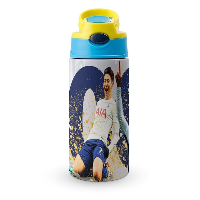 Son Heung-min-theme One-Touch Pop Top Water Bottle Stainless Steel Leak-Proof Sports Children's Bottle blue 12oz