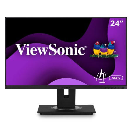 UPC: 0766907006155 | ViewSonic VG2456 24 Inch 1080p Monitor with USB C 3.2  Docking Built-In Gigabit Ethernet and 40 Degree Tilt Ergonomics for Home and Office