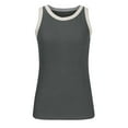 thumbnail image 3 of Mrat Padded Tank Tops Womens Summer Sleeveless Tank Tops Ribbed High Neck Racerback Slim Fitted Color Block Casual Shirts Yoga Tank Tops for Women S-272 Dark Gray XL, 3 of 4