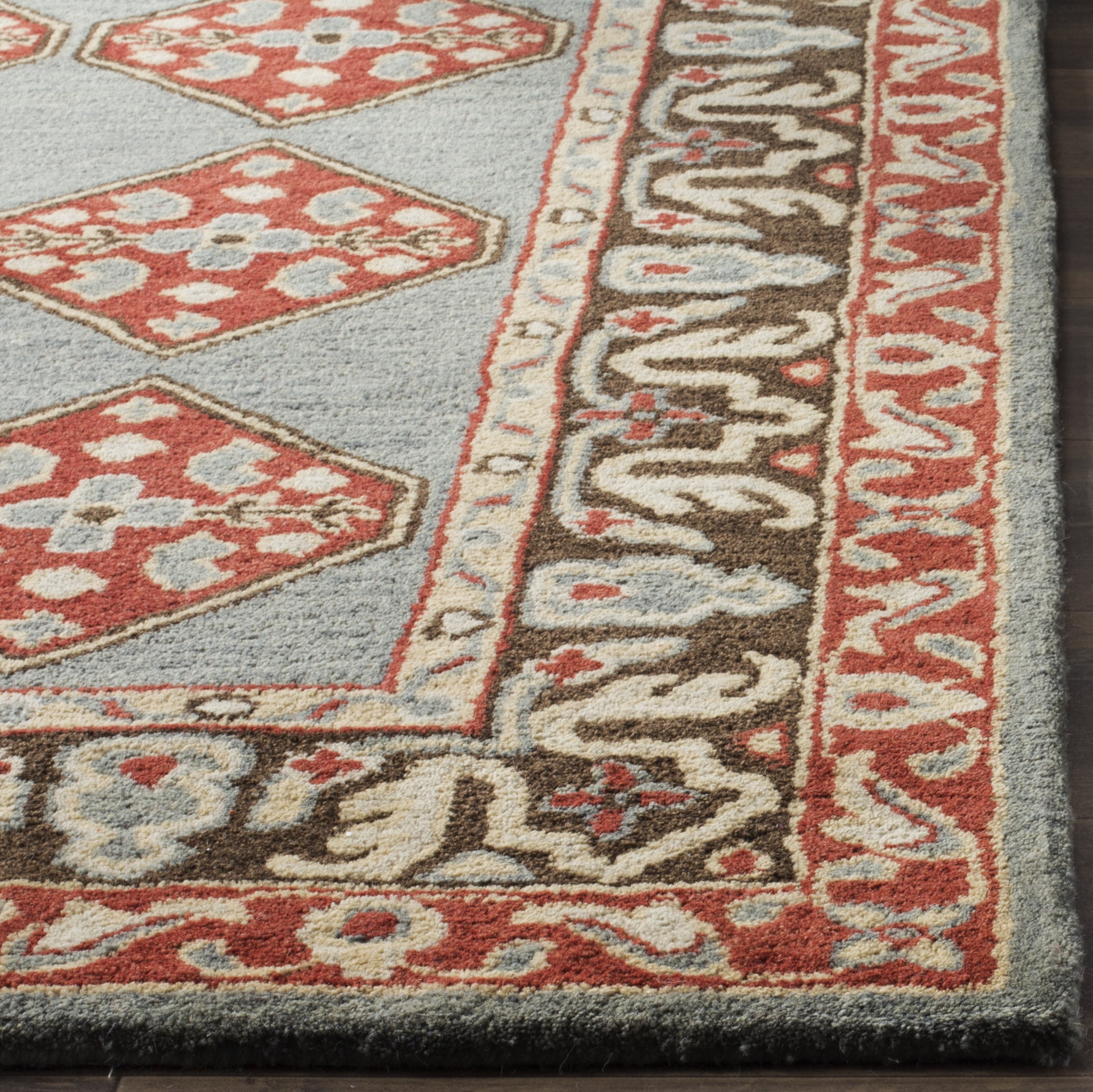 SAFAVIEH Heritage Hoyt Traditional Wool Runner Rug, Blue/Charcoal, 2'3" x 8'