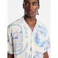 thumbnail image 4 of No Boundaries Boxy Fit Linen Blend Patterned Resort Shirt, Men's XS-4XLT, 4 of 5