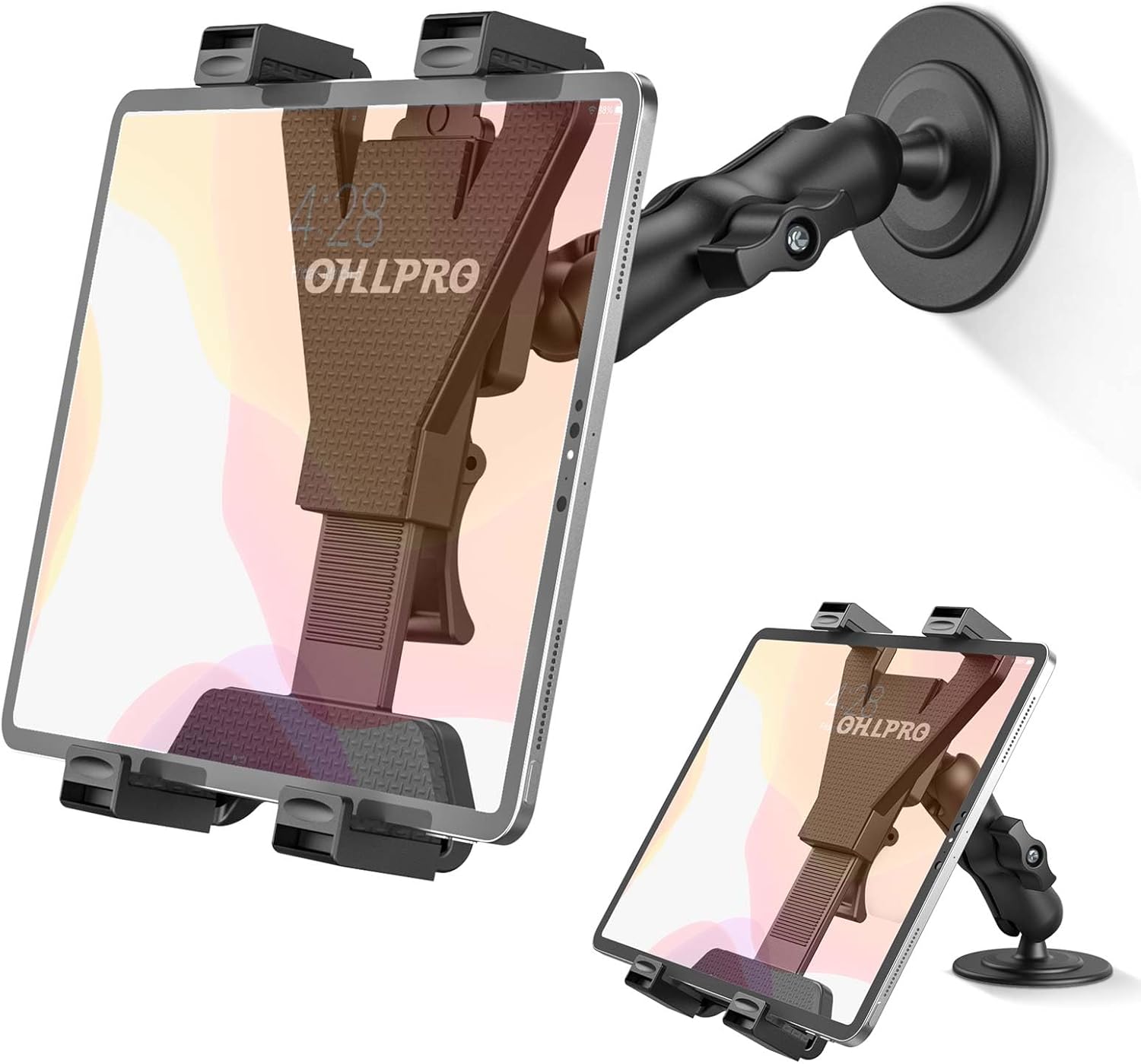 UTAH-Tablet Holder for Car Dashboard, Universal iPad Mount Suction Cup Base with 360°Adjustable Ball, Long Arm Car Mount Clamp for All 7" - 11.5" iPad Pro, Mini, Samsung Tab, Nexus