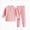 A37-Pink, variant on Kids 2‑Piece Ribbed Henley Pajama Set with Button Placket,Cozy Fabric Sleepwear for Boys and Girls 4-5 Years