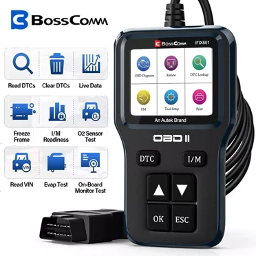 Bosscomm IFIX501 OBD2 Scanner, Car Diagnostic Tool Automotive OBD2 Scanner Check Fault Code Reader Engine Analyzer, 12V Cars Code Reader, Turn off the MIL Read Clear Code