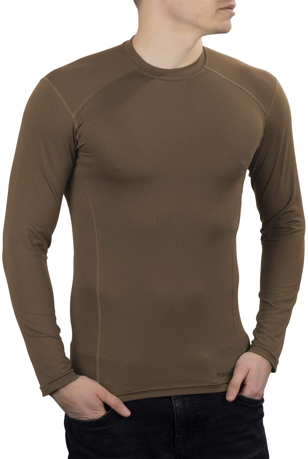 281Z Mens Military Moisture Wicking Base Layer Shirt Tactical Training  Army Professional Polartec Delta Odor Resist Cool Touch (Coyote  Brown, Large)