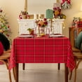 thumbnail image 7 of Romanstile Christmas Rectangle White Red Plaid Tablecloth - 60 x 84 inch - Checkered Water Stain Resistant Table Cover,Washable Polyester Table Cloths for Xmas Dinner/Party Decoration/Holiday, 7 of 7