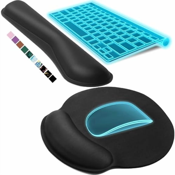 Ergonomic Keyboard Wrist Rest,Memory Foam Wrist Rest for Computer Keyboard,Mouse Pad Set for Easy Typing & Pain Relief for Office & Home,Black