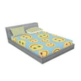 thumbnail image 2 of Ambesonne Spring Emoji Fitted Sheet & Pillow Sham Set, Pastel Floral Eyes, Queen, Pale Sky Blue Mustard, 2 of 2