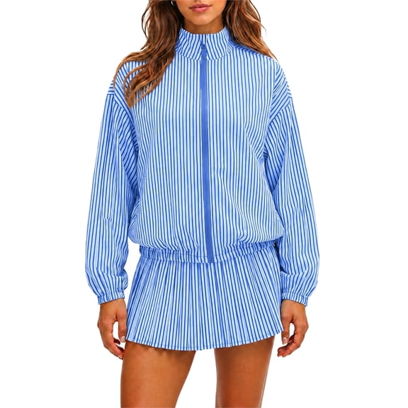 Stralyhd Two Piece Set Womens Travel Vacation Long Sleeve Outfit 2026 Striped Tracksuit Daily Comfy Casual Lounge Sets