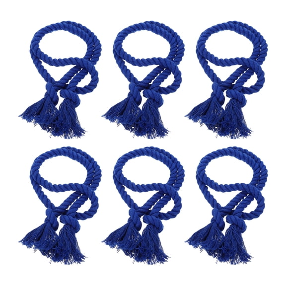 6Pcs Rope Curtain Tiebacks, 30" Polyester Tassel Curtain Holdback, Dark Blue