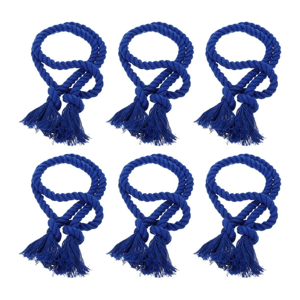 6Pcs Sujetadores de cortina de cuerda, 30" Sujetador de cortina de borlas de poliéster, Azul oscuro