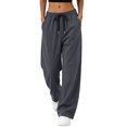 thumbnail image 2 of PInxai Womens Pants Drawstring Elastic Waisted Casual Athletic Trousers Loose Fitting Running Pants with Pockets,Dark Gray,M, 2 of 7