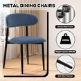 thumbnail image 3 of Dining Chairs Sets of 2, LEGHOME Linen Upholstered Kitchen Chairs, Modern Navy Dining Room Chair with Curved Back & Metal Legs, Side Chair for Kitchen Dining Room, 3 of 8