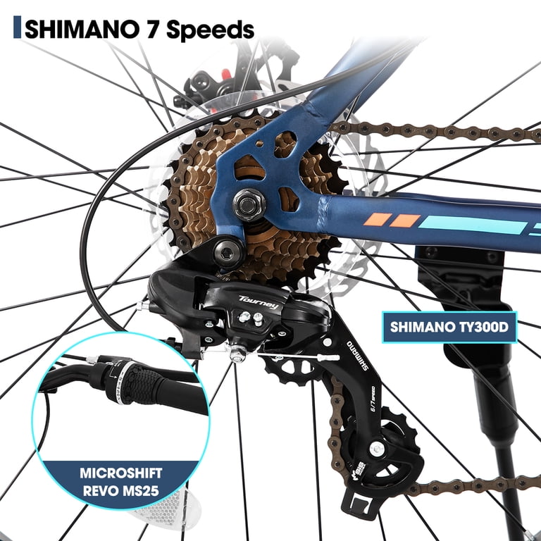 HILAND Fat Tire Mountain Bike, 26 inch Trail, Shimano 7-Speed