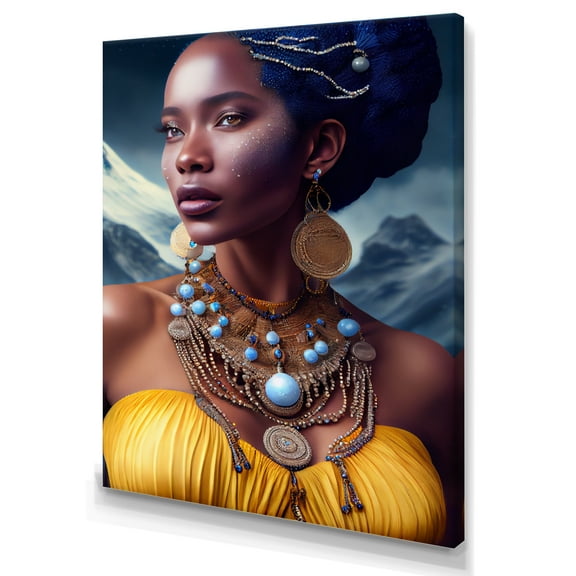 Designart Queen African Woman In Winter Canvas Wall Art