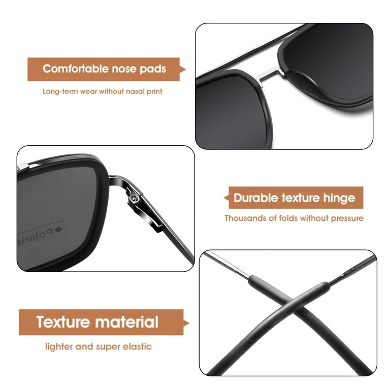 Square Polarizing Sun Glasses Men Polarized Sunglasses Elasticity