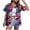 Blue, variant on Women's Summer Hawaiian Shirts Floral Short Sleeve Button Down Shirts Hawaii Tropical Beach Tops(White,XXL)
