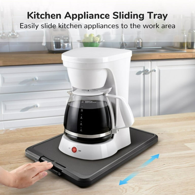 Kitchen Appliance Sliding Tray, Coffee Maker Sliding Tray, Kitchen Caddy with Rolling Wheels, Under Cabinet Countertop Storage Moving Slider for Air