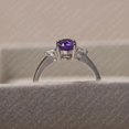 thumbnail image 4 of Purple amethyst ring, February birthstone, oval cut gemstone, sterling silver, 4 of 5