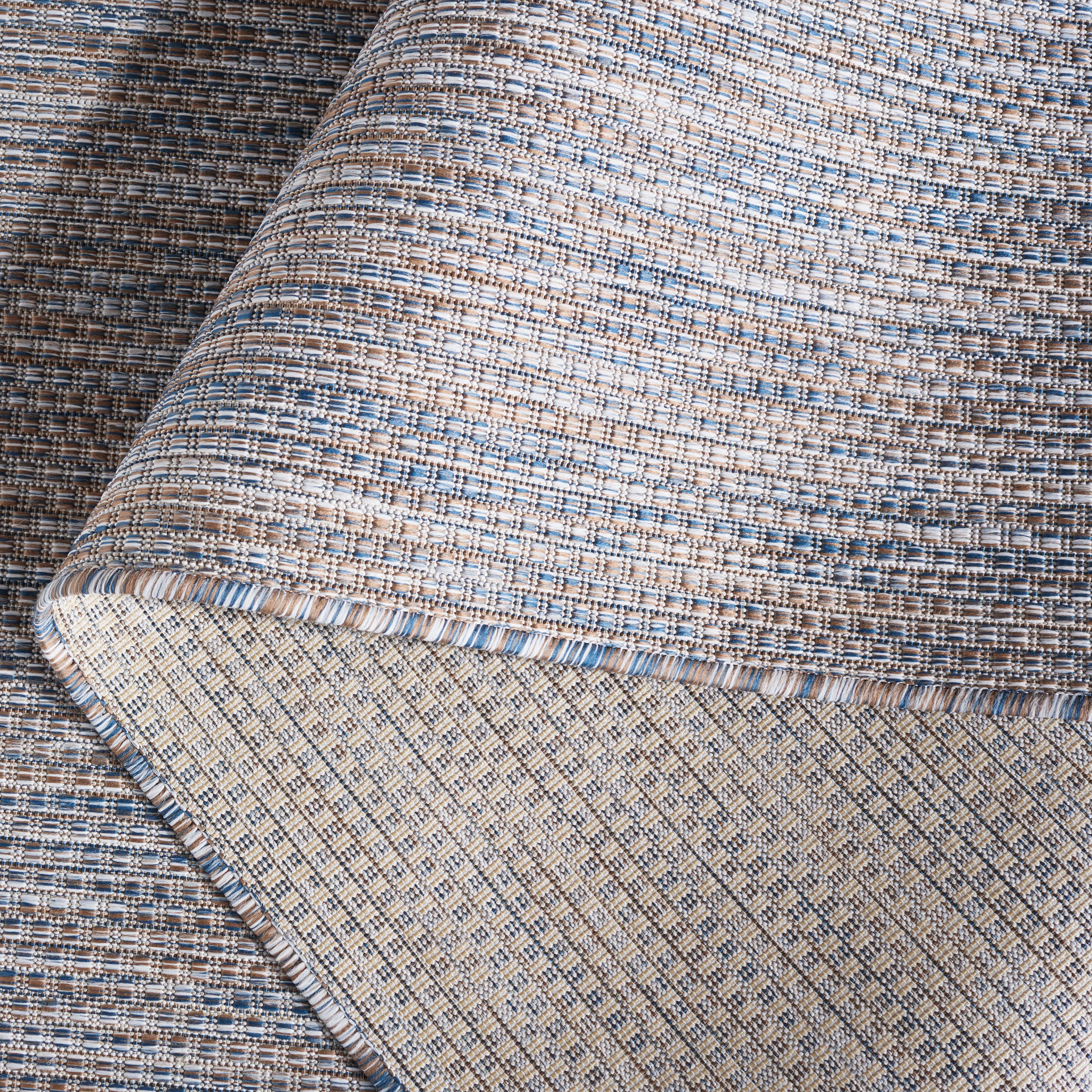 Safavieh Courtyard Emmeline Abstract Indoor/Outdoor Area Rug, Ivory Blue/Beige, 4' x 5'7"