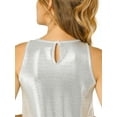 thumbnail image 6 of INSPIRE CHIC Women's Halloween Holographic Shiny Shirt Party Disco Metallic Tank Top for Women 3XL Light Silver, 6 of 7