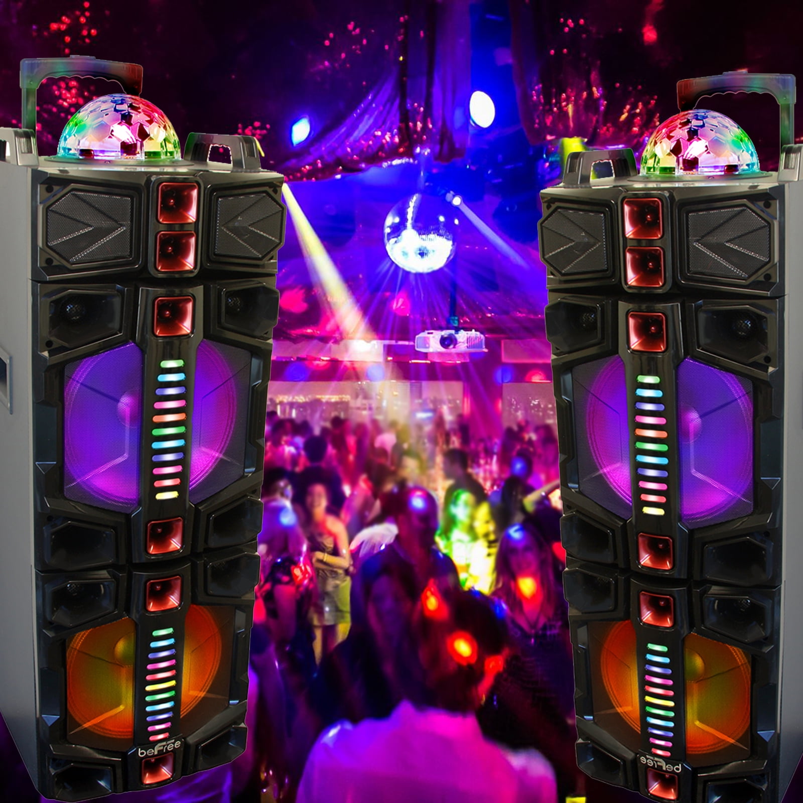 befree sound dual 12 inch subwoofer bluetooth portable party speaker