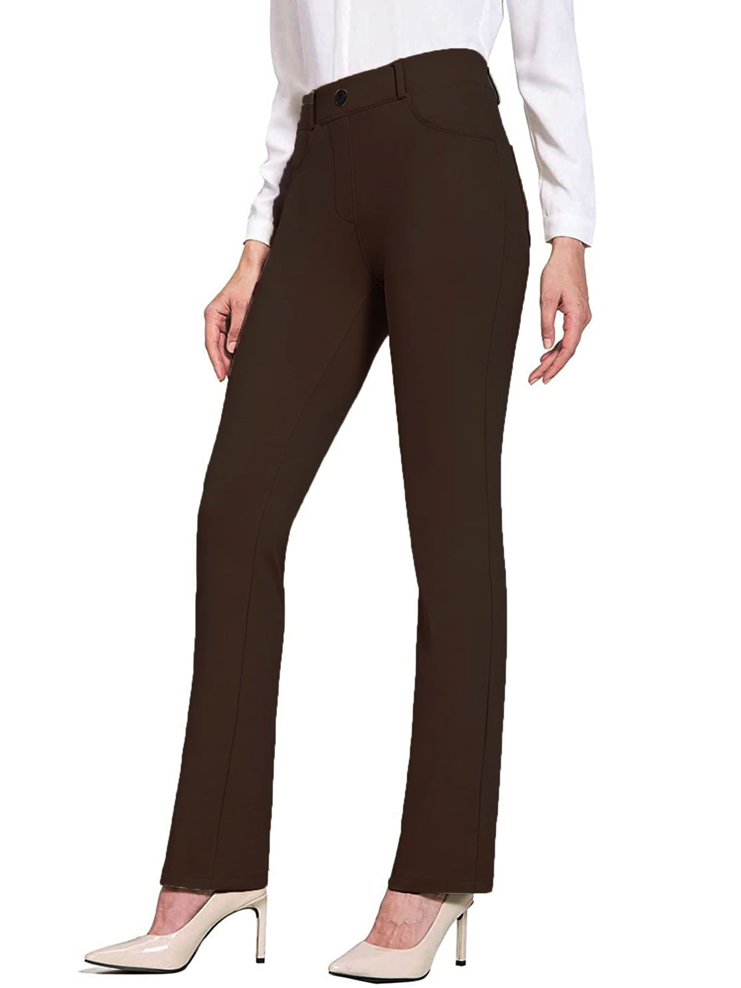 Inevnen Women's Yoga Dress Pants Stretchy Work Slacks Business Straight Leg Trousers with