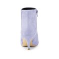thumbnail image 2 of BLISSFUL STEP Women's Ankle Boots Kitten Heel Pointed Toe Side Zip Faux Suede Boots Purple 8.5, 2 of 7