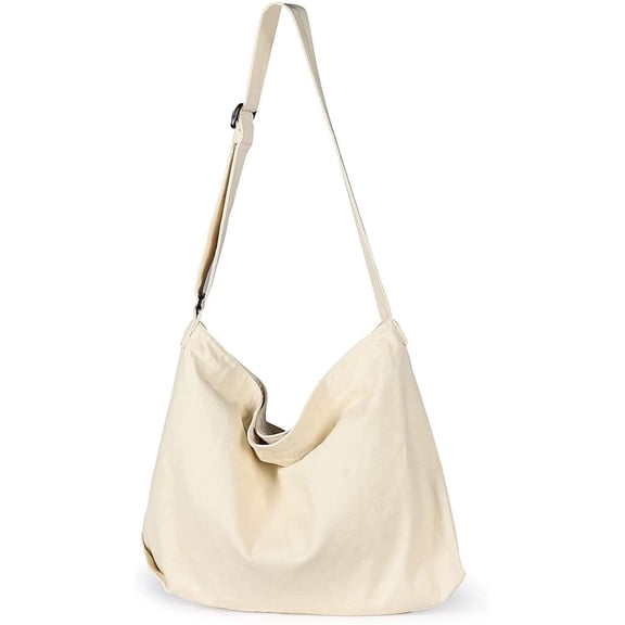 Canvas Hobo Bag, Shoulder Bag Unisex Canvas Crossbody Bag with Zipper and Adjustable Strap Handbag Large Tote Bag