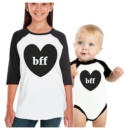 

Bff Hearts Youth Baby Matching Raglan T-Shirts Cute Sisters Gifts