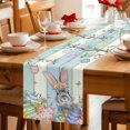 thumbnail image 5 of Happy Easter Table Runner 48 Inches, Spring Bunny Colorful Eggs Wooden Grain Bed Runner Dresser Scarves Tabletop for Indoor Outdoor Parties/Ceremony/Banquet, 13" x 48", 5 of 8