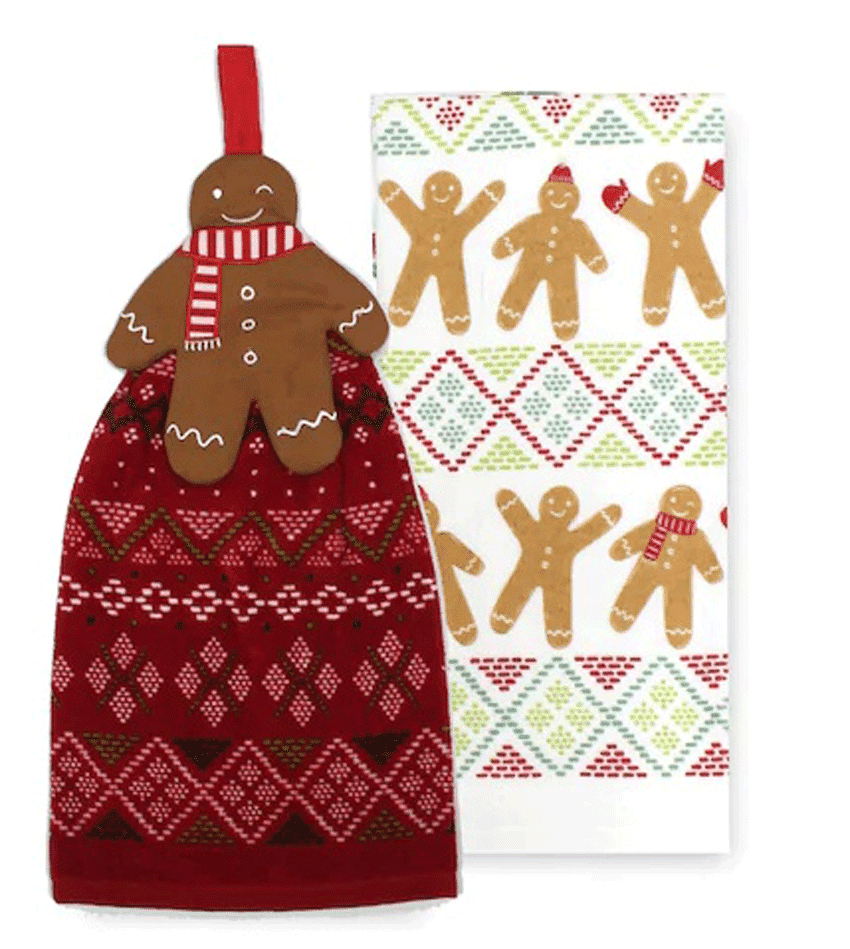 St Nicholas Square 2 Piece Set Kitchen Towels Tie Top Christmas Holiday Choice 