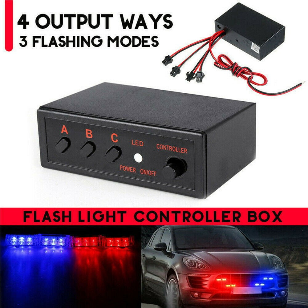4 Ways LED Strobe Flash Light Lamp Emergency Flasher Flashing Controller Box 12V