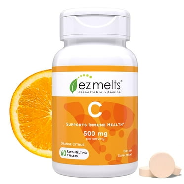EZ Melts Dissolvable Vitamin C 500 mg, Sugar-Free, 1-Month Supply