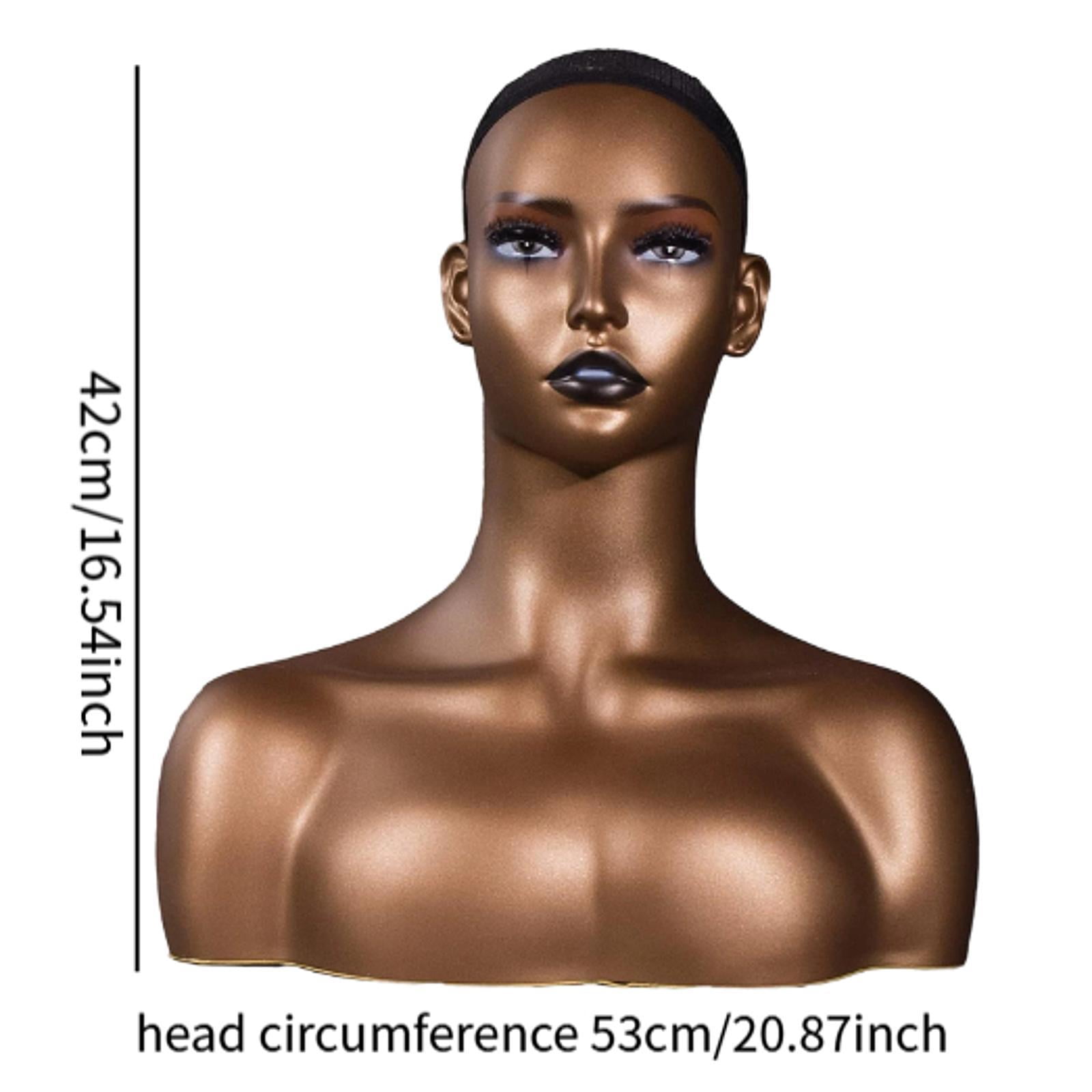 Serenable Realistic Female Mannequin Head Holder Professional Earring Necklace Holder Stand Manikin with Shoulder for Earrings Hats