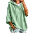 thumbnail image 2 of Xdegoge Womens Short Sleeve Hoodies Casual Loose Fit Lightweight Drawstring Sweatshirts Comfy Basic Tunic Fall Summer Pullover Tops, 2 of 6
