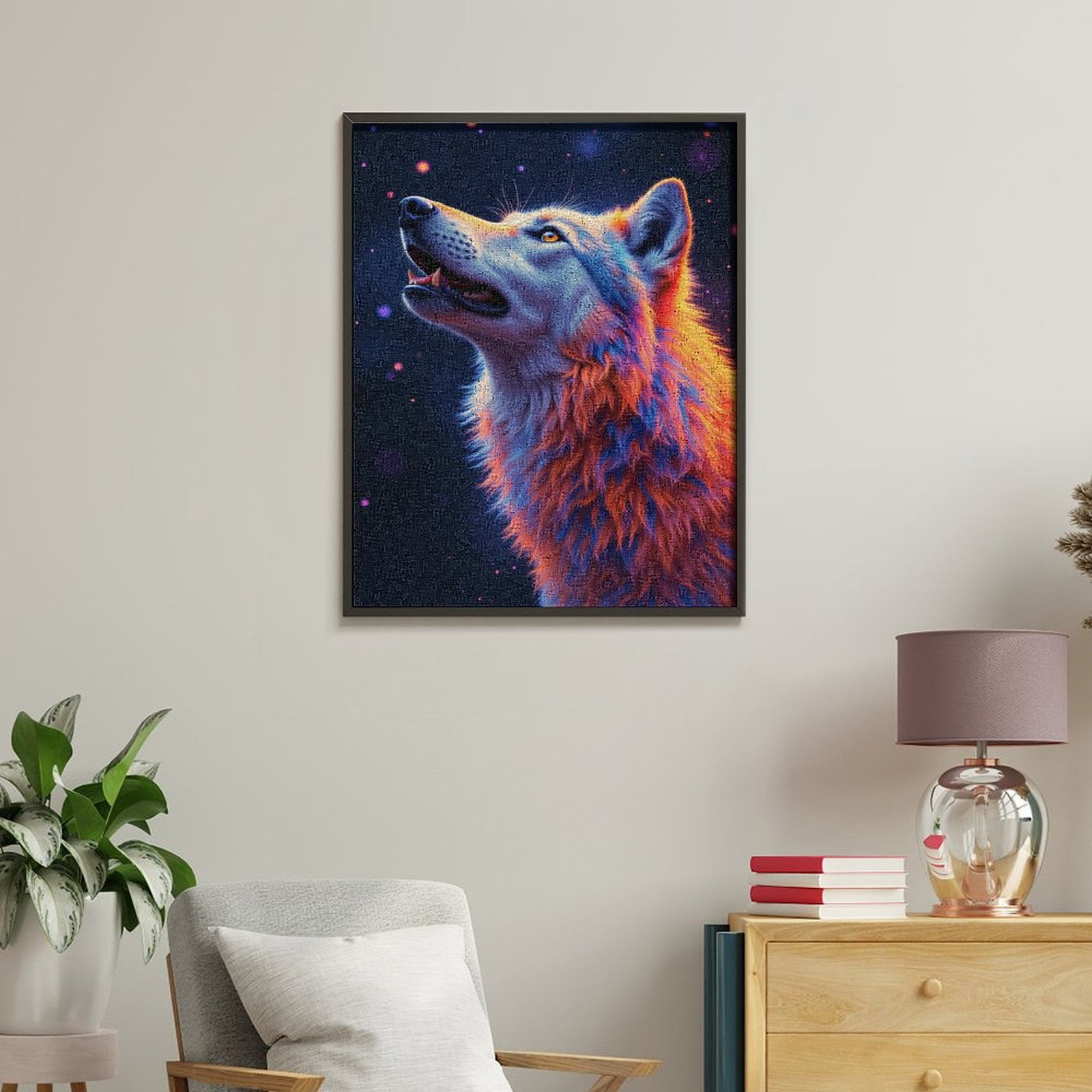 Paint By Numbers Kit for Adults Beginner - DIY Mystical Wolf Neon Colors Art Canvas Painting Kits for Adults, Frameless Paint By Number for Adults for Home Wall Decor 16x20 Inch