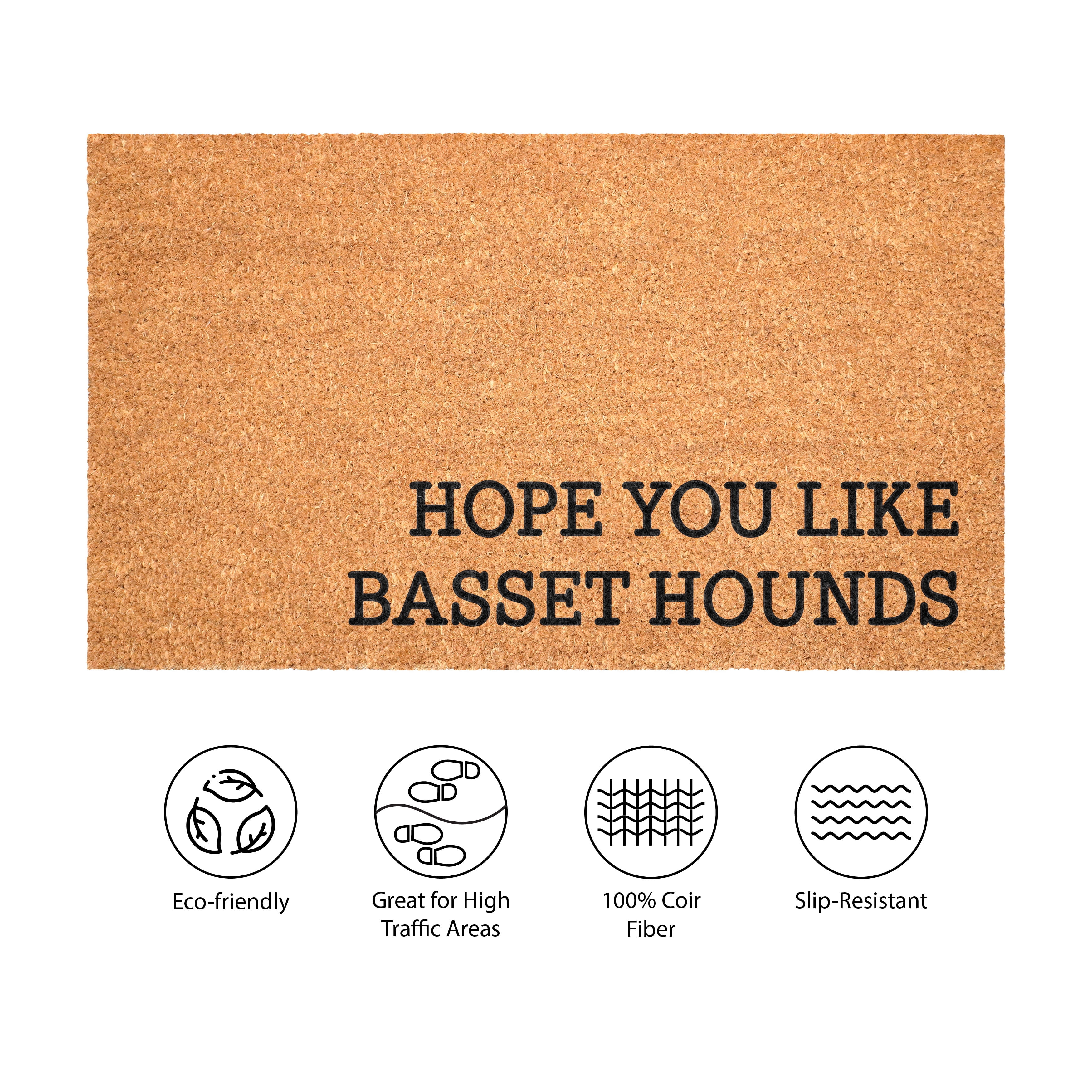 Hope You Like Basset hounds Non Slip Vinyl Backing, Front Doormat, Entryway Doormat, 24x36