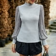 thumbnail image 2 of EHQJNJ Christmas Sweaters Women's Autumn Winter Half Turtleneck Long Sleeve Sequin Patchwork Knit Top,Grey, 2 of 5