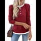thumbnail image 2 of Camisetas Informales de Cuello Redondo y Bloques de Color para Mujer, de Larga y Corte Entallado, para Otoño Rojo XL, 2 of 9