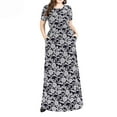 thumbnail image 4 of Vestido bohemio de manga corta con estampado de cuello redondo de talla grande informal para mujer Vestido largo con bolsillos Pompotops ghjkhdj15143, 4 of 8